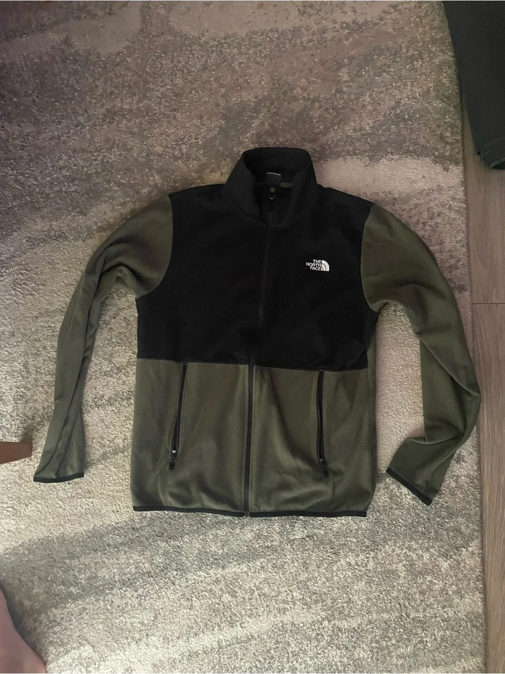 The North Face Black and Olive Two-Tone Full-Zip Fleece Jacket